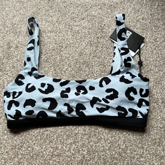 DKNY SWIM sz S Grey Cheetah Print Bralette 1" straps removeable padded cups - Picture 3 of 10